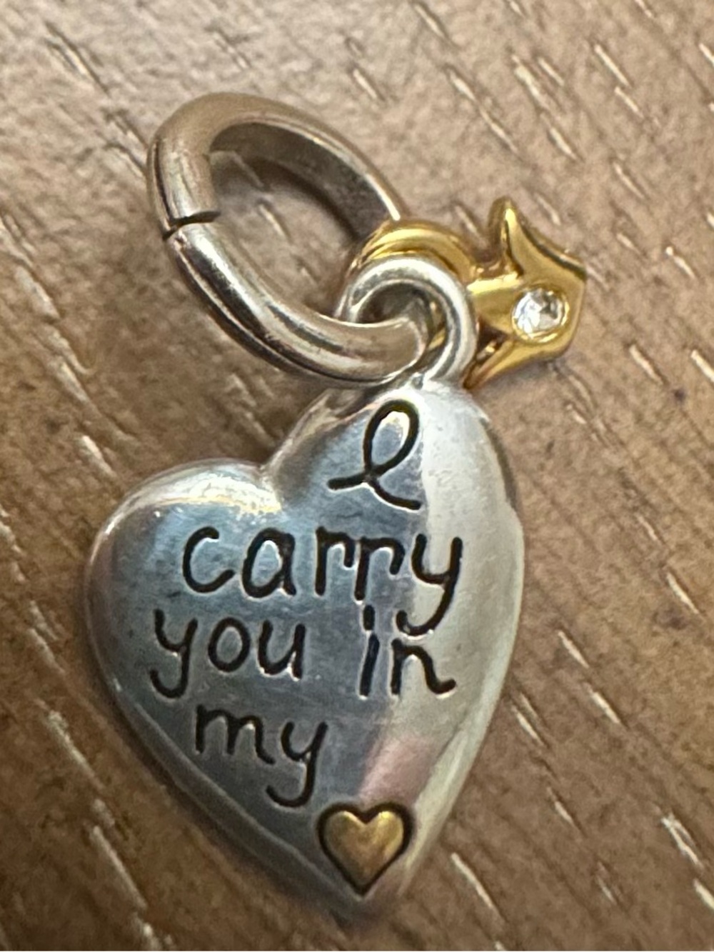BRIGHTON “I Carry You In My Heart” Silver Charm with Gold Accent 💛🩶